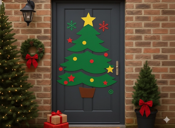Gran adorno navideño para la puerta de entrada