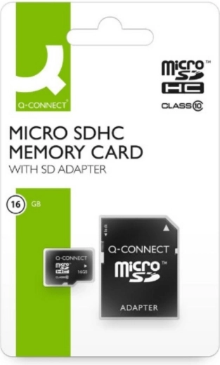 Tarjeta de memoria Q-Connect microSDHC 16 GB con adaptador SD