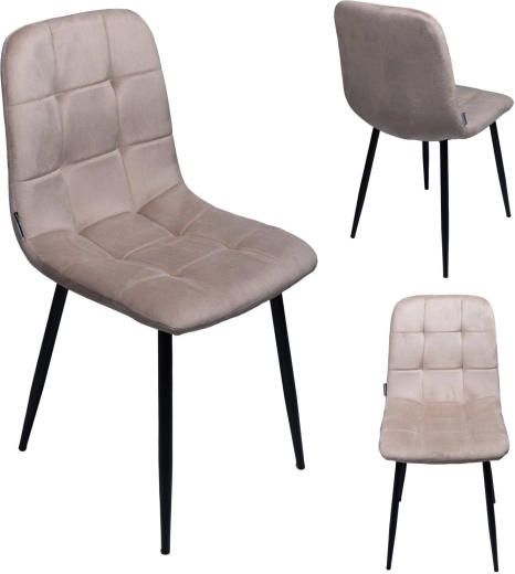 Silla de comedor tapizada de terciopelo estilo loft beige - 1 pieza