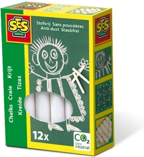 Tiza blanca sin polvo SES 12 uds