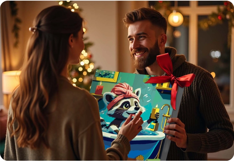 El cuadro terminado como decoración y regalo