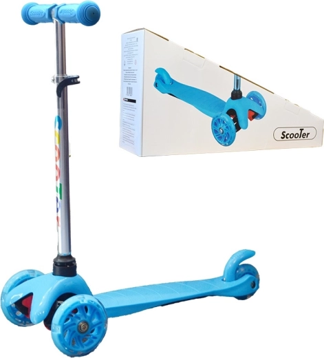 Patinete infantil de tres ruedas con rueda iluminada – azul