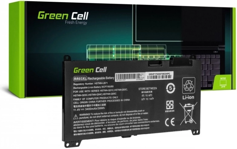 Batería Green Cell RR03XL para HP ProBook 430/440/450/455/470 G4/G5, 11,4 V, 3400 mAh