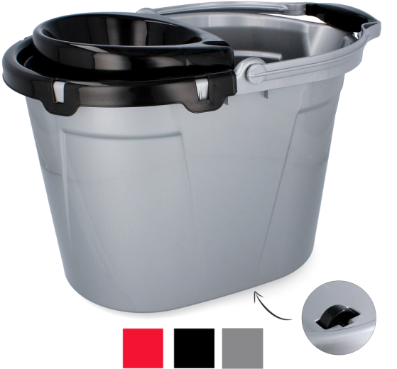 Cubo para fregona de 14 l con ruedas y escurridor