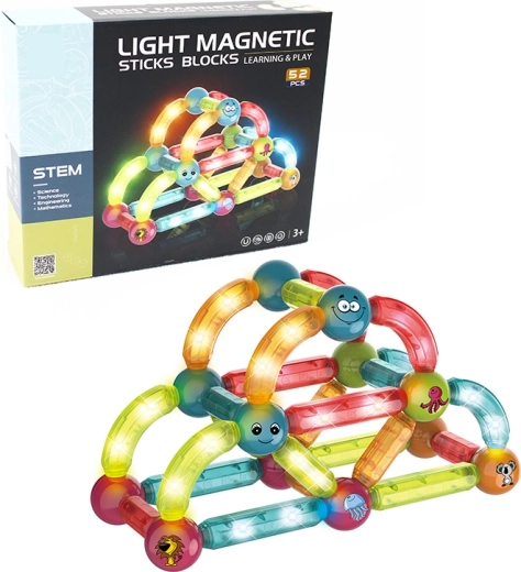 Set de construcción magnético luminoso 52 piezas