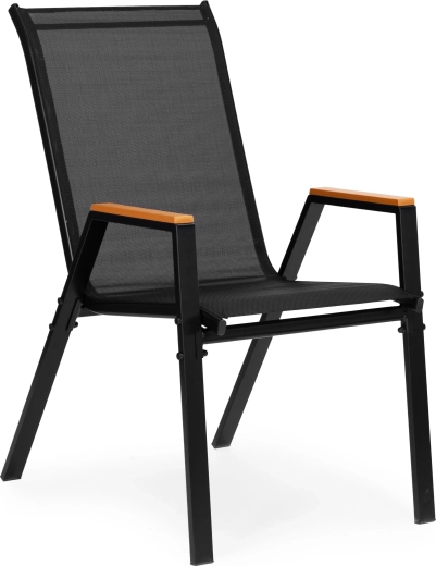 Estructura de acero estable con reposabrazos de madera