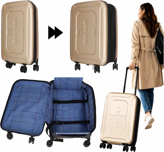 Maleta de viaje plegable con ruedas 45 l color champán