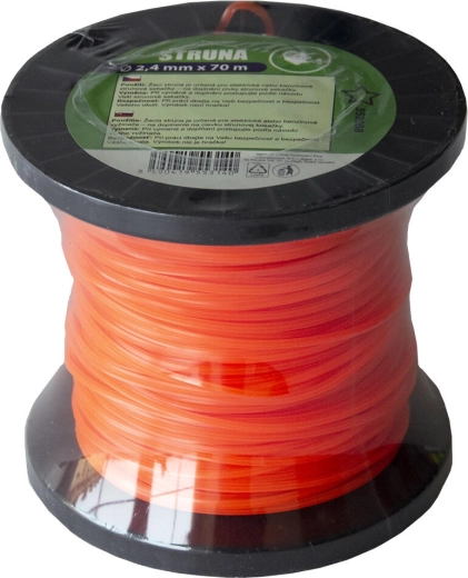 Hilo de recambio para desbrozadora 2,4 mm estrella, 70 m, naranja