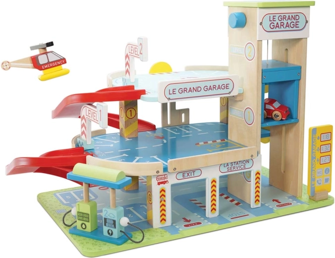 Le Toy Van garaje de madera de varios niveles Le Grand Garage