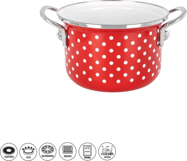 Olla esmaltada Orion Tečka con borde de acero inoxidable, 1,4 l