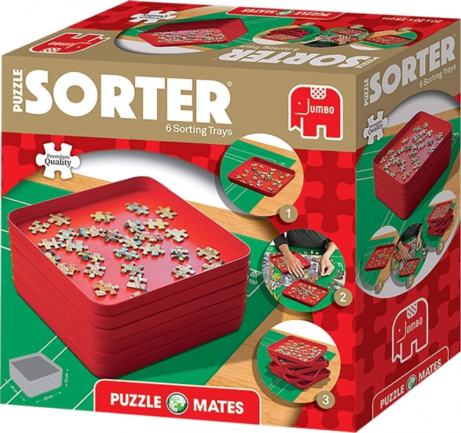 Juego de clasificadores para puzles – 6 bandejas, rojas, 20 × 20 cm JUMBO PUZZLE MATES