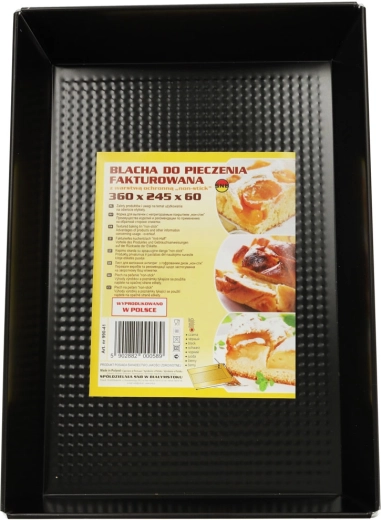 Bandeja para hornear con base texturizada 36 × 24,5 × 6 cm, negra, antiadherente