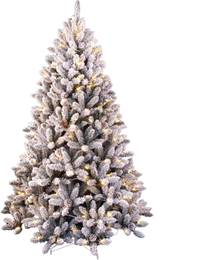 Árbol de Navidad artificial 210 cm nevado con iluminación LED
