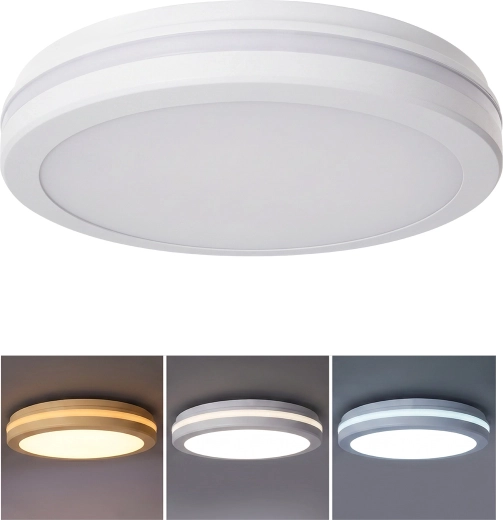 Solight luminaria LED de techo y pared Gari 26 W 2340 lm 3CCT IP65 30 cm blanca