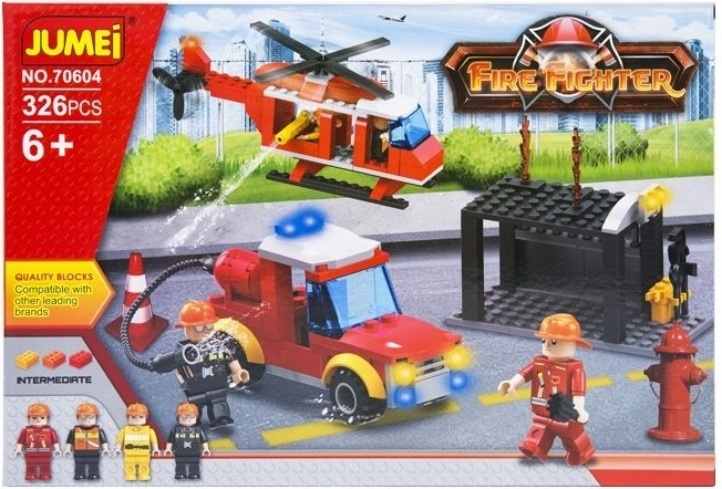 Set de construcción Jumei Bomberos 326 piezas (camión de bomberos y helicóptero) - 1 unidad
