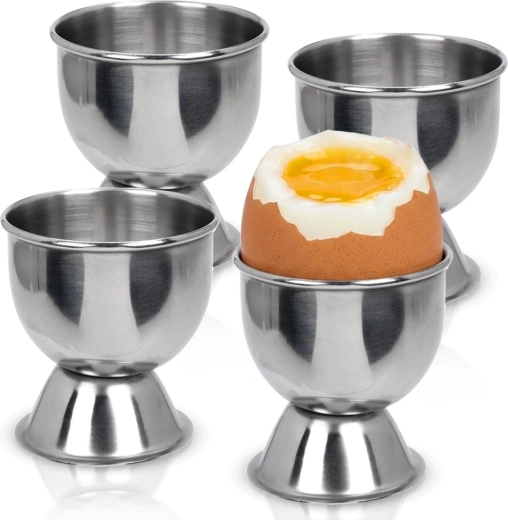 Soporte para huevo de acero inoxidable, 4 uds.