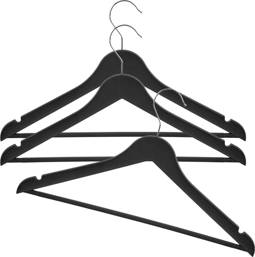 Percha giratoria negra para ropa, set de 3 uds., 42,5 × 24 cm