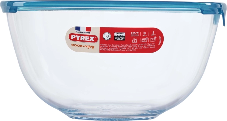 Bol de vidrio Pyrex con tapa, 2 l, 21 cm