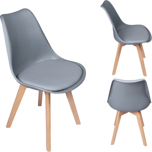Silla escandinava con cojín de asiento gris - 1 pieza