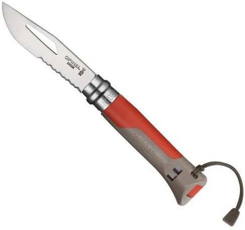 Opinel N°08 Outdoor Inox rojo – navaja de bolsillo con silbato