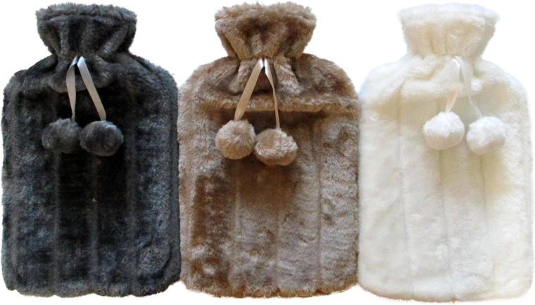 Bolsa de agua caliente de 2 l con funda de felpa - 1 unidad