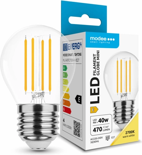 Bombilla LED de filamento Modee Globe Mini G45 E27 4 W 430 lm blanco cálido