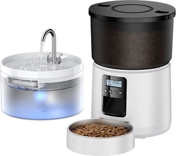 ROJECO Button comedero automático de 3 l con fuente de agua de 2 l