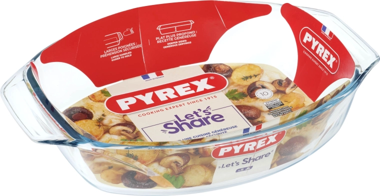 Fuente ovalada para horno PYREX 35 × 24 cm de vidrio de borosilicato