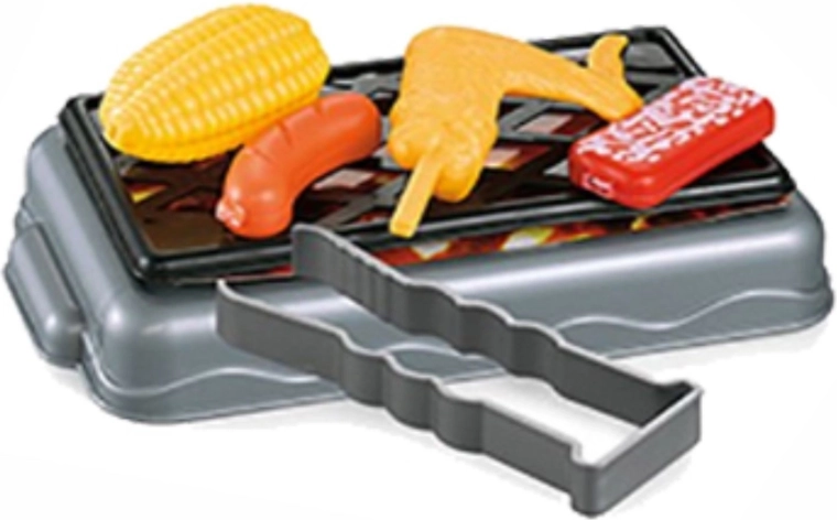 Parrillada y servido con accesorios y alimentos