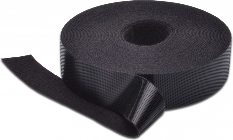 Brida adhesiva de velcro DIGITUS para cableado, 20 mm, rollo de 10 m, negra