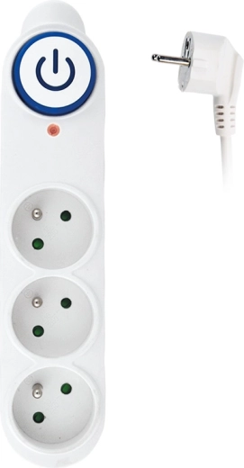 Protector contra sobretensiones Solight con cable de extensión, 3 tomas, 1,5 m, blanco