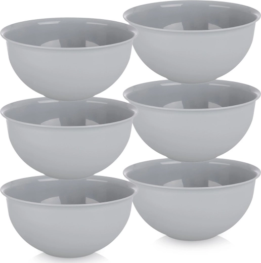 Cuencos de plástico Sandy 13 cm, 500 ml, grises, juego de 6 uds.