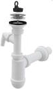 Sifón para lavabo con rejilla de acero inoxidable y conexión para lavadora/lavavajillas