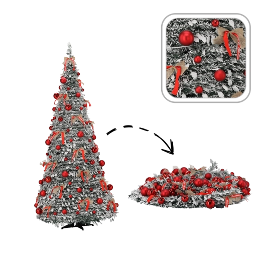 Árbol de Navidad artificial plegable Wanda 150 cm con iluminación LED y decoraciones
