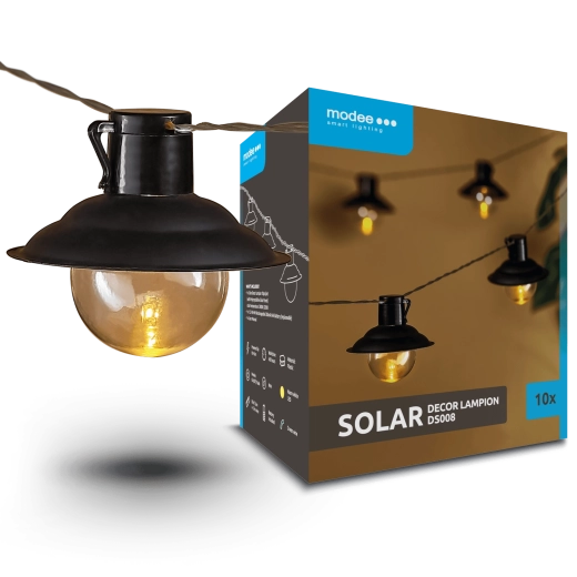 Guirnalda de farolillos LED solar para jardín Modee 4,7 m, 10 uds.