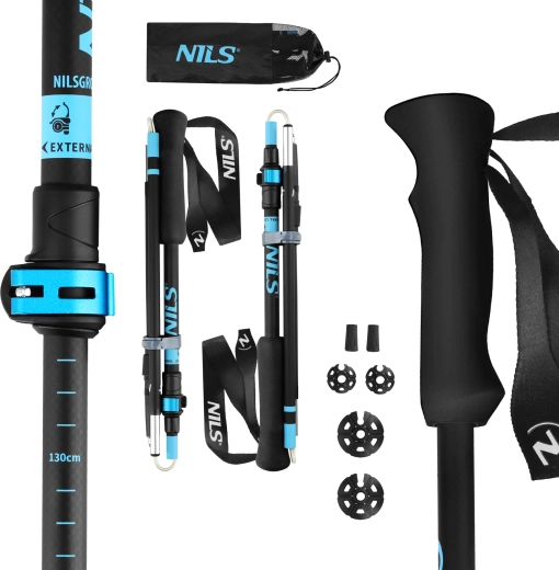 Bastones de trekking NILS TK8604 plegables, aluminio 7075