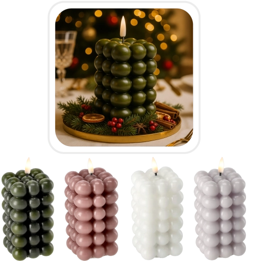 Vela LED Bubble 6 × 11,5 cm de cera real