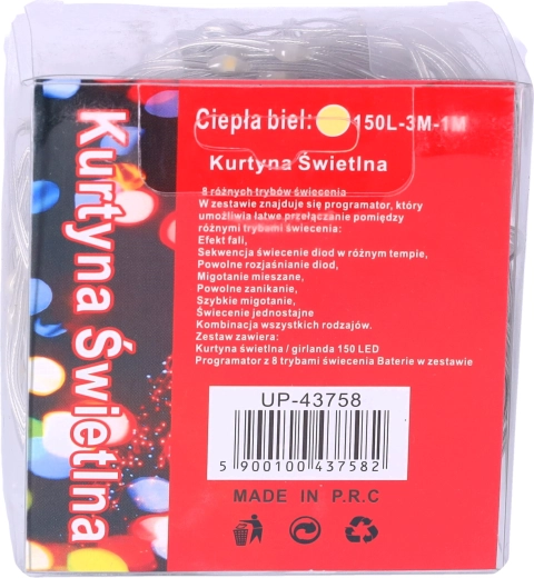 Cortina luminosa 3 m por USB – blanco cálido