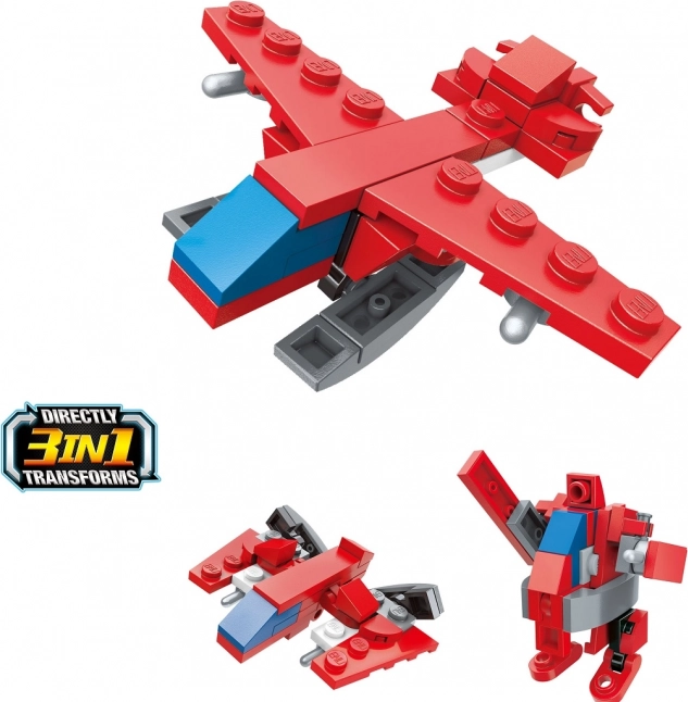 Qman set de construcción Avión de bomberos 3 en 1