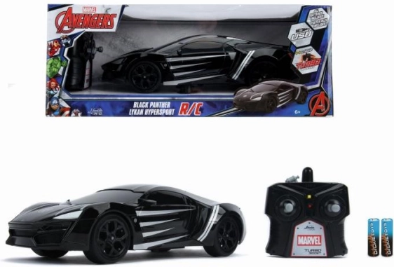 Coche RC MARVEL Black Panther Lykan 1:16 con carga USB