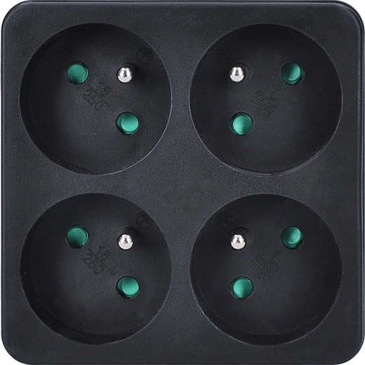 Solight regleta de cuatro tomas 4 × 10 A negra