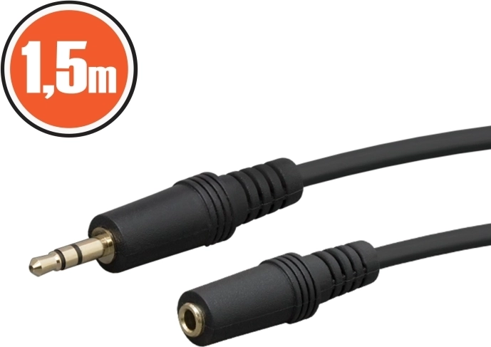 Cable alargador de audio Jack de 3,5 mm, 1,5 m, negro