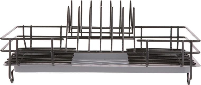 Escurridor de platos de un nivel de 35 cm con bandeja de goteo, negro
