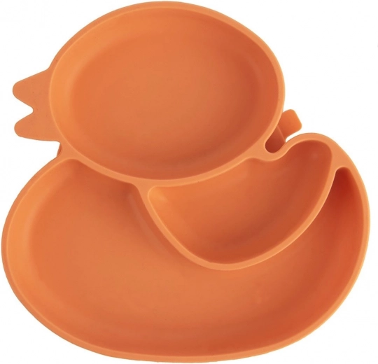 Plato infantil de silicona con ventosa, dividido – patito, naranja 19,5 × 19 cm