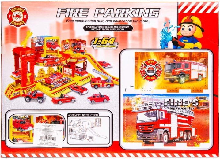 Garaje de varios niveles con temática de bomberos