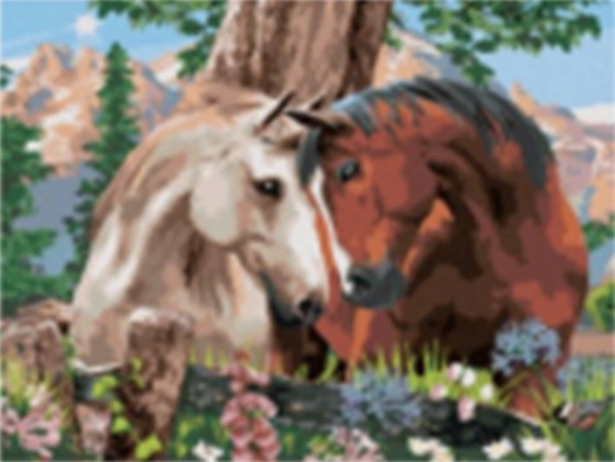 Pintura por números - Caballos bajo el árbol
