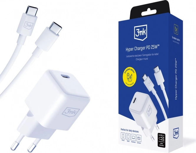 Cargador 3mk Hyper 25W PD con cable USB-C