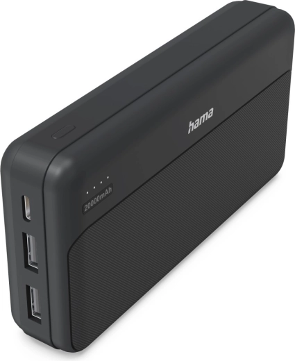 Powerbank Hama 20000 mAh, 2× USB-A, antracita