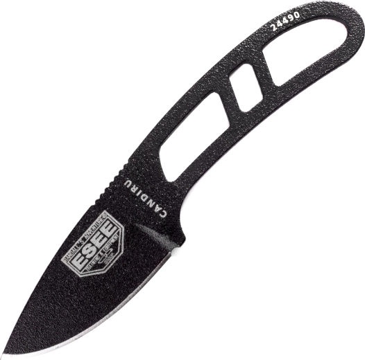 ESEE Candiru cuchillo de cuello negro 5,1 cm de acero al carbono con funda de plástico