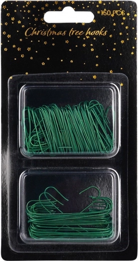 Ganchos verdes para adornos navideños de 3,5 y 6 cm, 150 uds.